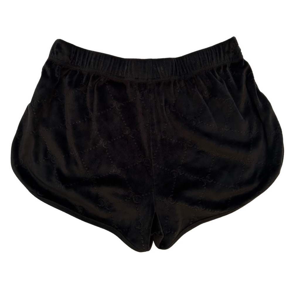 Juicy Couture black velour micro shorts with JC logo pattern- Size Medium
